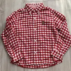 MIKI HOUSE 赤と白チェック 長袖シャツ 110