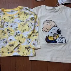 新品＆美品　スヌーピー刺繍Tシャツ 100cm　2枚セット