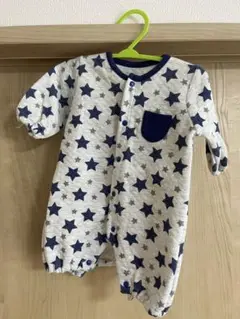 星柄ロンパース 60cm グレー/ネイビー