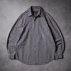 90s~00s Eddie Bauer チェックシャツ 長袖シャツ ネイビー