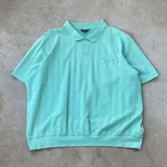 90-00s KING SIZE 半袖ポロシャツ 古着 水色 緑 ミント 4XL