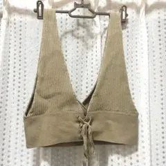 wcloset ワイドリブビスチェ 黄緑 ニットベスト