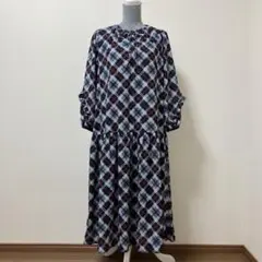 &ラブ　マサミサトミ　ロングワンピース　チェック　夏　薄手　可愛い　大人　上品