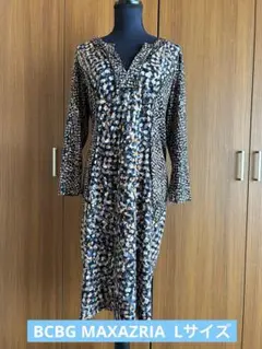 BCBG MAXAZRIA 長袖Vネック ジャージー　ワンピース Lサイズ
