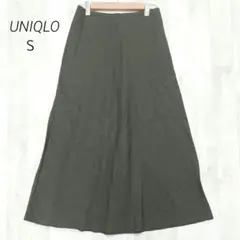ユニクロ リネン コットン ロング スカート (Ｓ) オリーブ カーキ 麻 綿