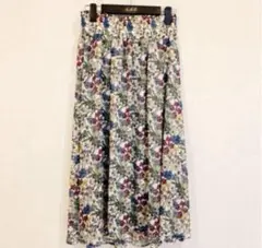 ウエストゴム レトロ シック 前後差 ミディ ロングスカート 花柄