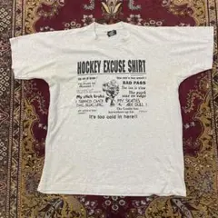 90s シングルステッチ USA製 ホッケー アート メッセージ T