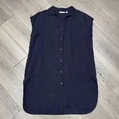 UNIQLO/ネイビー ノースリーブ シャツ/M