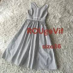 ♦︎ルージュヴィフ　Vネックウエスト切替ワンピース