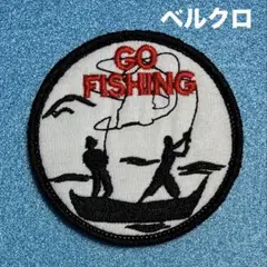 A1510 ボートフィッシング　釣人　刺繍パッチ　ベルクロ