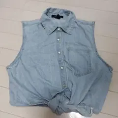 FOREVER 21 デニムノースリーブトップ M