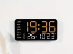 デジタル時計 LED 温度表示カレンダー USB電源対応 ブラック オレンジ表示