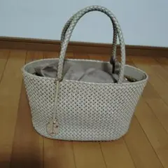 牛革メッシュトートバック　巾着付