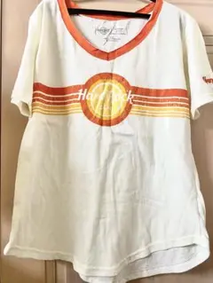 Hard Rock Cafe VネックTシャツ 半袖 クリーム色