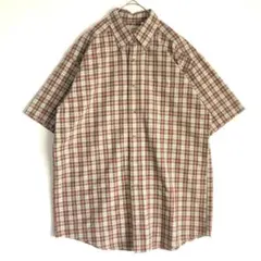 2964　エルエルビーン　半袖　シャツ　レッド　チェック　ゆるだぼ