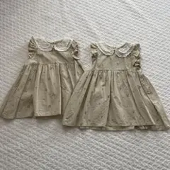 ママラク　ワンピース　レモン柄　90 95 双子　年子