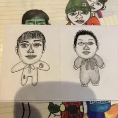 手書きイラスト　人面ぬいぐるみ　オリジナルキャラクター