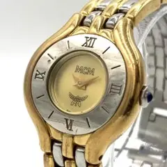 【稼動】 箱付き エムシーエム 腕時計 コンビカラー ゴールド文字盤 シルバー
