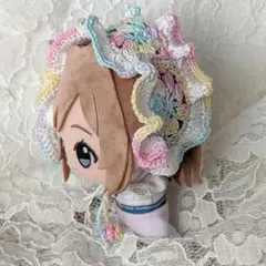 〈白色×ミックス色〉ぬい服　ヘッドドレス　にじぬい　ちびぐるみ
