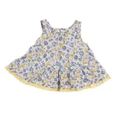 センスオブワンダー 花柄 ブルー イエロー ノースリーブ チュニック トップス