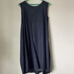 ネイビー ノースリーブ ひざ丈ワンピース S