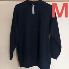 新品　Mサイズ　UNIQLO スウェットモックネックロングシャツ 　ブラック