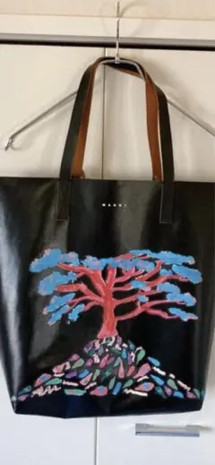 値下MARNIマルニ PVC ショッピングバッグ ストライプバッグトートバッグ