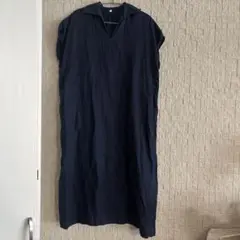 無印良品 洗いざらしスキッパーカラー 半袖ワンピース S
