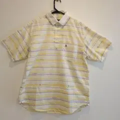美品　マンシングゴルフウェア イエロー ストライプ ポロシャツ LL