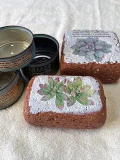 ガーデンレンガ リメ缶 ハンドメイド 多肉植物