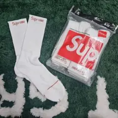 Supreme × Hanes ソックス ホワイト 8枚入り 4足 メンズ