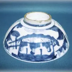 374『染付 赤壁賦 鉢』 /骨董品 茶道具 古美術 アンティーク