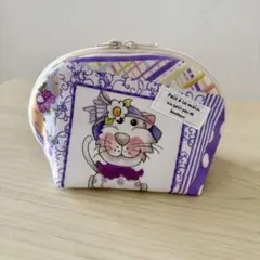 ハンドメイド　ロラライハリス生地　化粧ポーチ　刺繍入り