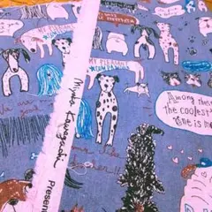 ミヤコカワグチ　Key Fabrik 綿麻キャンパス　dog　グレー系