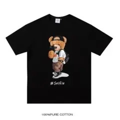 テディベア くま クマ ブラック カジュアル XL メンズ 半袖 黒 Tシャツ