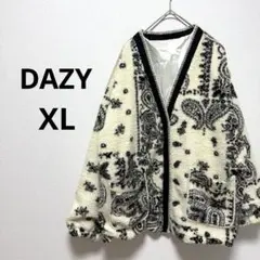 DAZY ペイズリー柄 ドロップショルダー テディージャケット ボア XL