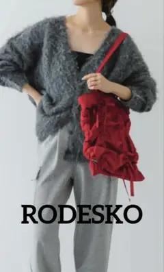 最終価格 RODESKOリボンギャザートートバッグ レッド ロデスコ