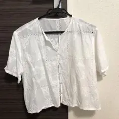 スタジオクリップ　パッチワーク刺繍ブラウス　ホワイト