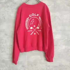 BUNKER バンカートレーナー スウェット 赤 ゴルフ 刺繍 白 F　GOLF