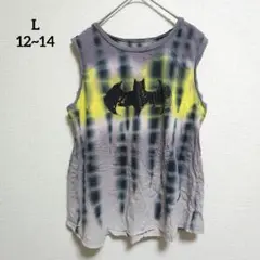 訳あり【L】バットマン タイダイ柄ノースリーブTシャツ レディースS ハロウィン
