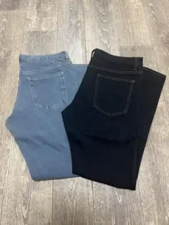 GU スキニーパンツ 33 ライトブルー ダークブルー