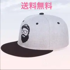 キャップ 帽子 ストリート ひげおじさん ビッグロゴ グレー 未使用品