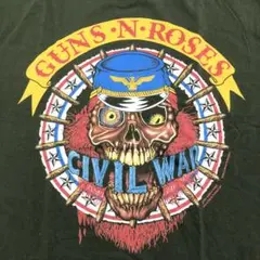 ガンズアンドローゼス・ Tシャツ•XL・シングルステッチanvilアーミー