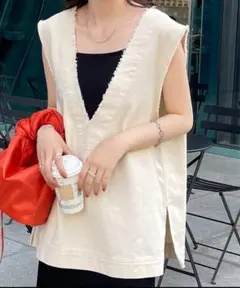USコットンフリンジ深Vベスト