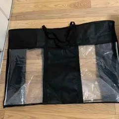 ブラック収納袋 透明ポケット付き