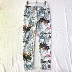 【ベロマン】スパッツ レギンス 花柄 ウエストゴム ストレッチ ヨガウェア L
