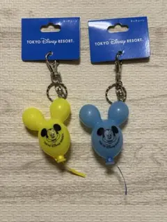 ディズニー　風船　キーホルダー　ブルー　イエロー
