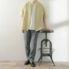 アーバンリサーチアイテムズ　バンドカラー シャンタン半袖シャツ　未使用L