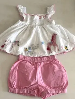 【美品】【マルタ島で購入】動物刺繍付きタンクトップとショートパンツセット