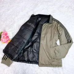 美品✨アディダス リバーシブル ジャンパー ブラック ベージュ デカロゴ M